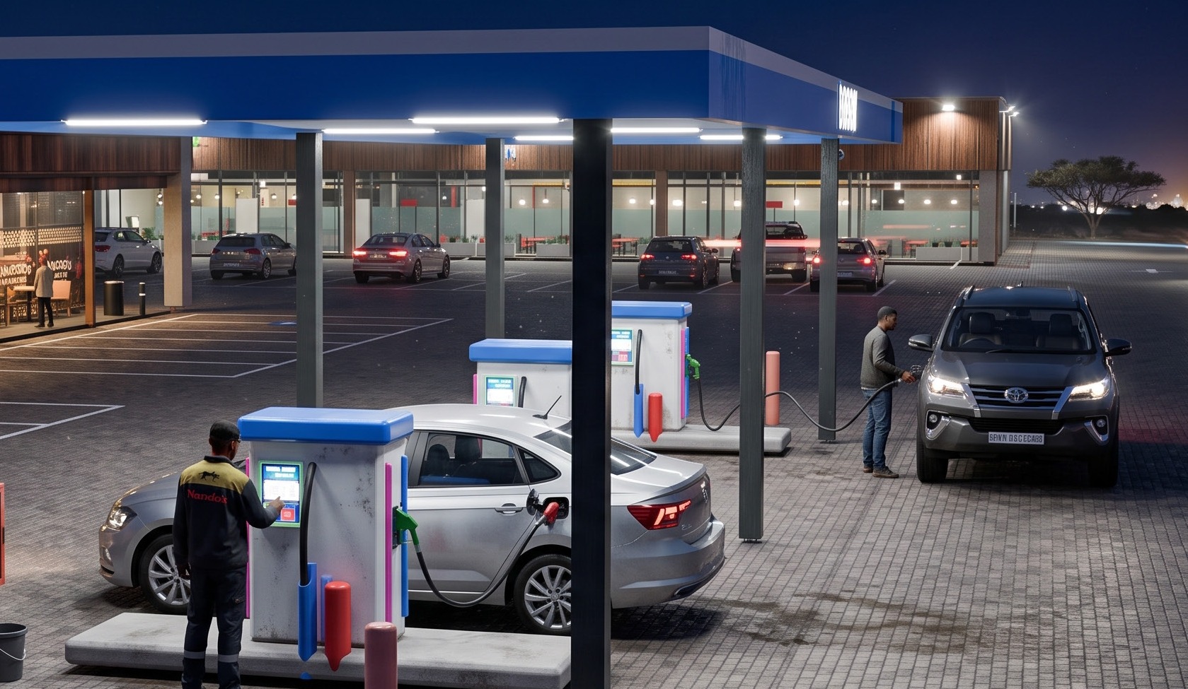 Revo fuel stop at night